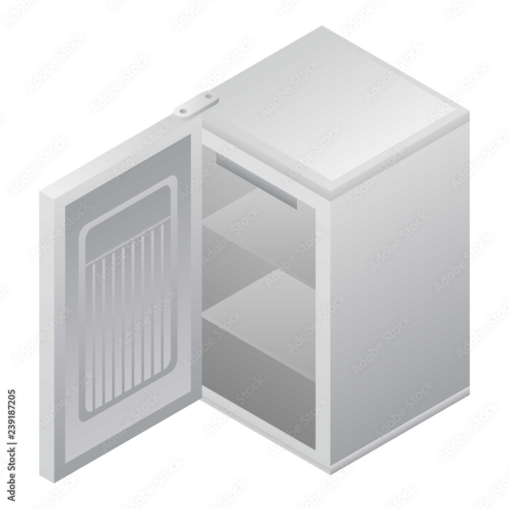 Poster open freezer icon. isometric of open freezer vector icon for web design isolated on white background