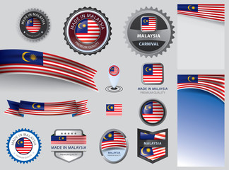 Made in Malaysia seal, Malaysian flag and color --Vector Art--