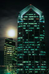 Night evening view of skyscrapers in San Diego, California
