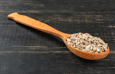 Sunflower seeds in spoon