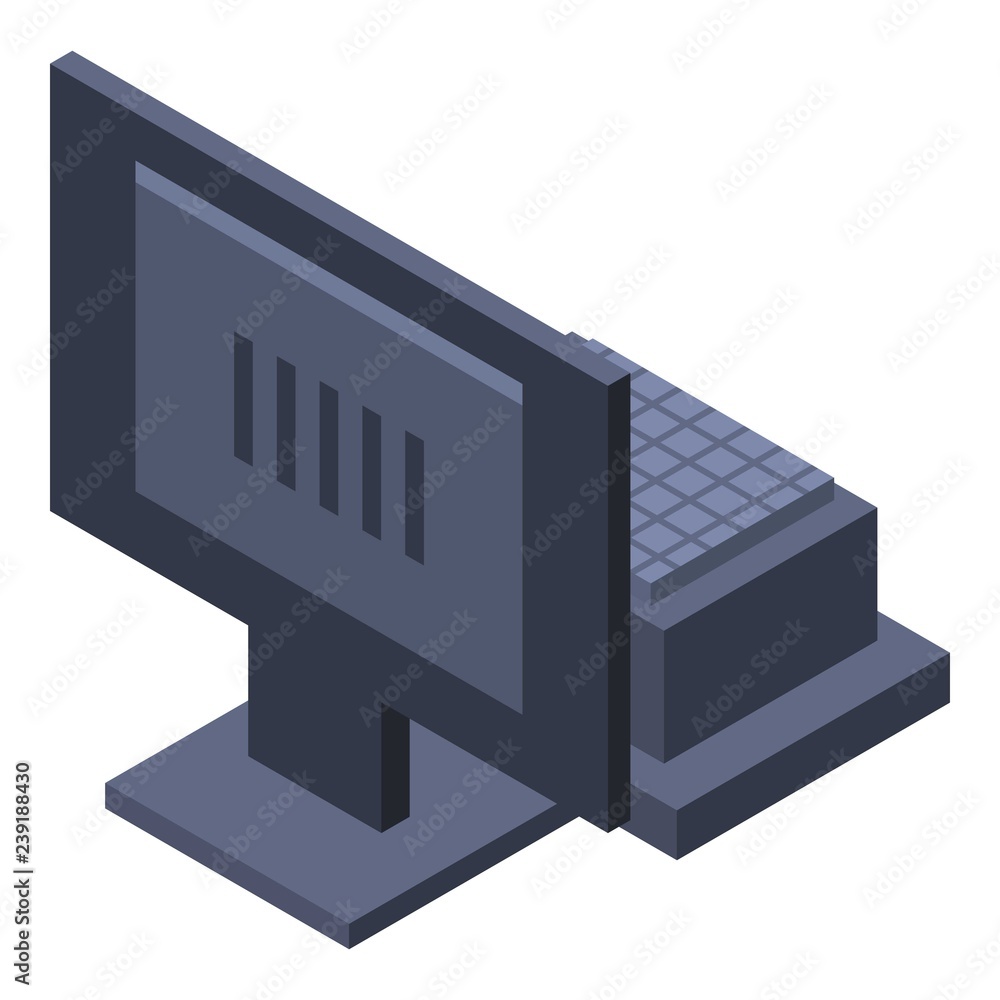Poster cashier device monitor icon. isometric of cashier device monitor vector icon for web design isolated