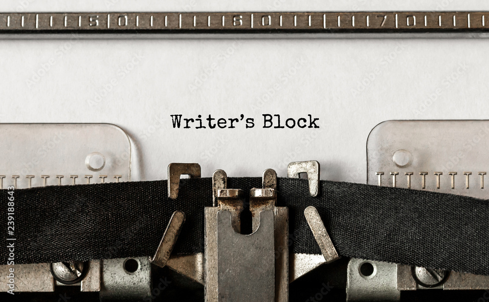 Fototapete text writer s block typed on retro typewriter