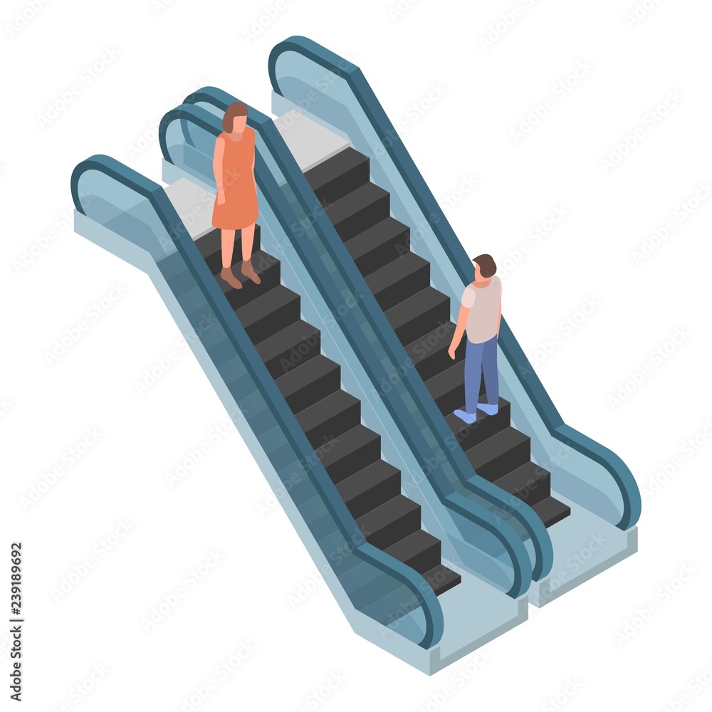 Poster two direction escalator icon. isometric of two direction escalator vector icon for web design isolat