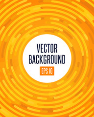 Modern abstract minimal yellow orange vector background design with white circle for text message. Neon circle lines and template elements for your art, flyers, posters, covers, banners. Vector EPS 10