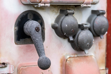 Closeup of old electrical main switch