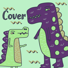 cute dinosaur drawn as vector for kids fashion – Vector