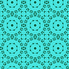 Seamless color pattern from a variety of geometric shapes and lines.