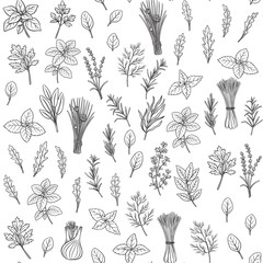herbs and spice seamless pattern - obrazy, fototapety, plakaty