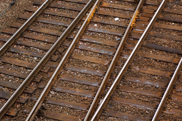 Railway tracks crossing lines.