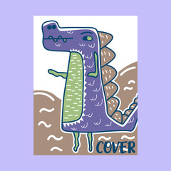 cute dinosaur drawn as vector for kids fashion – Vector