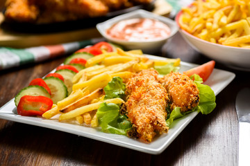 chicken strips and fries