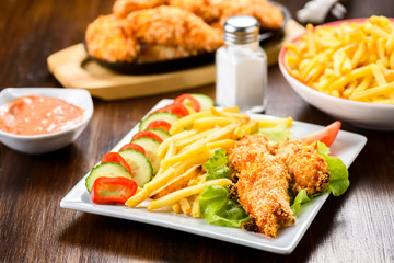 chicken strips and fries