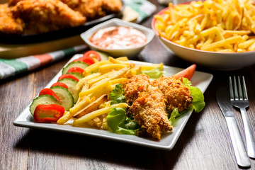 chicken strips and fries