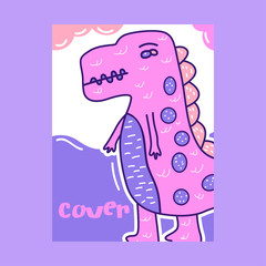 Dinosaur baby girl cute print. Cool brachiosaurus illustration for nursery t-shirt, kids apparel, invitation, simple scandinavian child design. Text slogan. - Vector