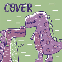 Dinosaur baby girl cute print. Cool brachiosaurus illustration for nursery t-shirt, kids apparel, invitation, simple scandinavian child design. Text slogan. - Vector