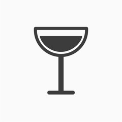 Black and white wineglass sign. Wineglass  icon vector