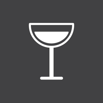 Black and white wineglass sign. Wineglass  icon vector