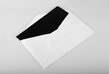 Blank Black Invitation Card with white Envelope Mockup