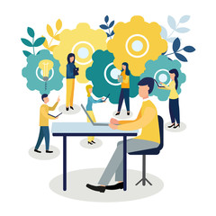 Vector colorful illustration of communication over the Internet, social networks, chat, video, news, messages, website