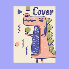 cute dinosaur drawn as vector for kids fashion – Vector