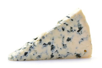 Blue cheese on white background