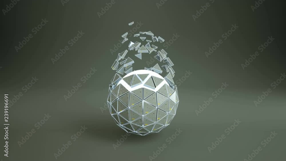 Aufkleber gray platonic ball with glowing core. abstract futuristic sci-fi concept. seamless loop 3d render an