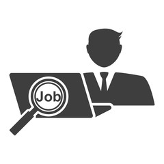 The recruitment agent selects the job for the applicant. Vector icon on white background