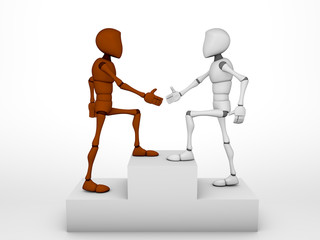 A Successful Business Concept. Hand shaking. 3D rendering