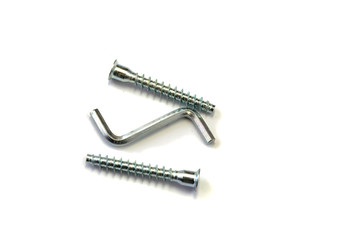Nails and screws on a white background.
