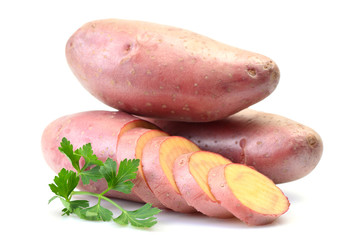 Potatoes on white background