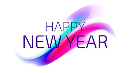 Happy New Year Trendy Colorful Fluid Background. 2019 Greeting Card, Banner, Wallpaper, Invitational. Vector EPS 10