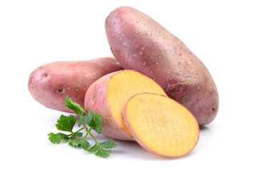 Potatoes on white background