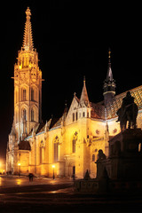 Fototapeta na wymiar A beautiful night view of Mathias Church, Budapest, Hungary