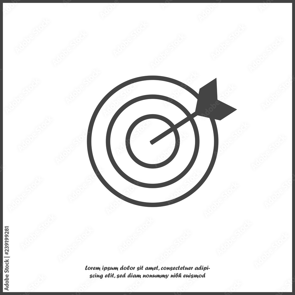 Poster vector image of target pierced arrow. flat vector illustration dart icon on white isolated backgroun