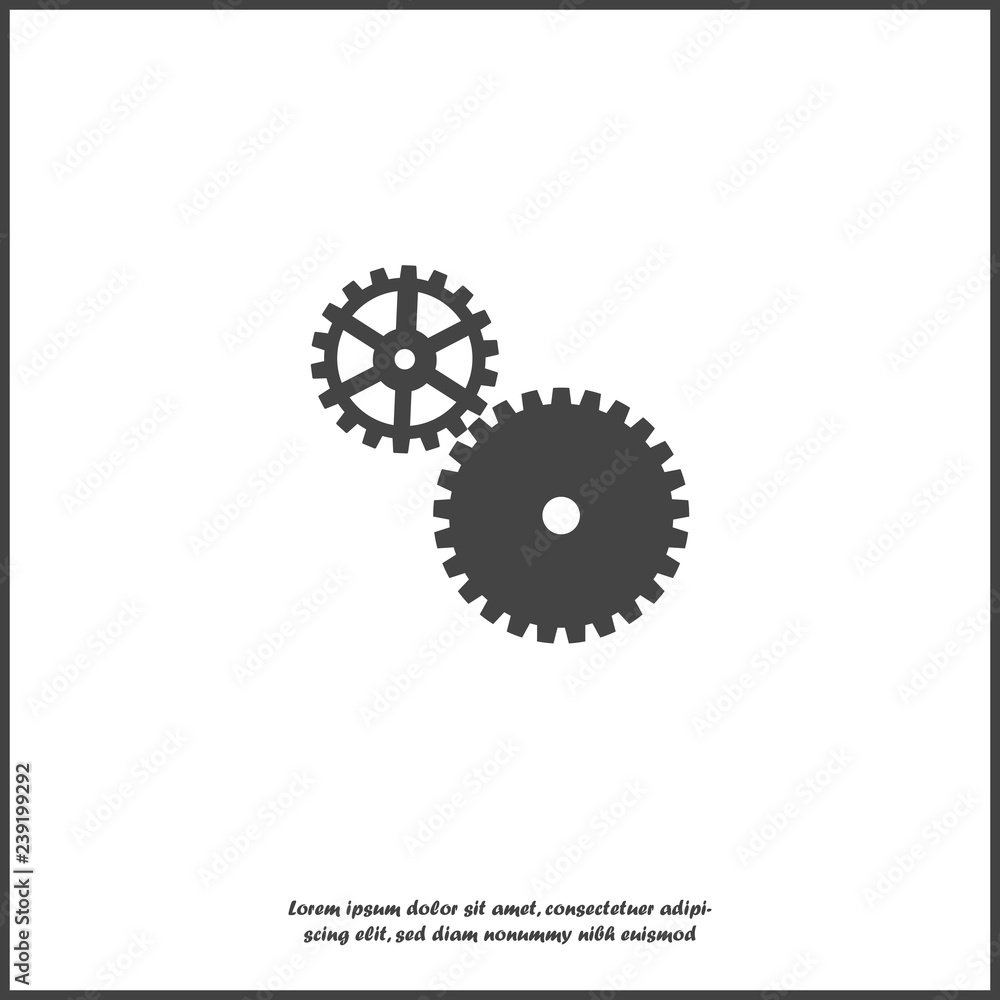Poster vector icon two gears. illustration gears in motion on white isolated background. layers grouped for