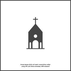 Church building icon. Vector religious church illustration icon on white isolated background. Layers grouped for easy editing illustration. For your design.