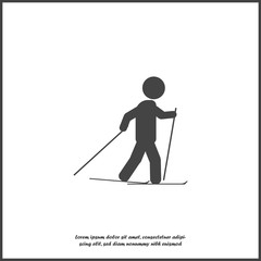 Vector sport icon. Skier icon. Vector skier sportsman on white isolated background. Layers grouped for easy editing illustration. For your design.