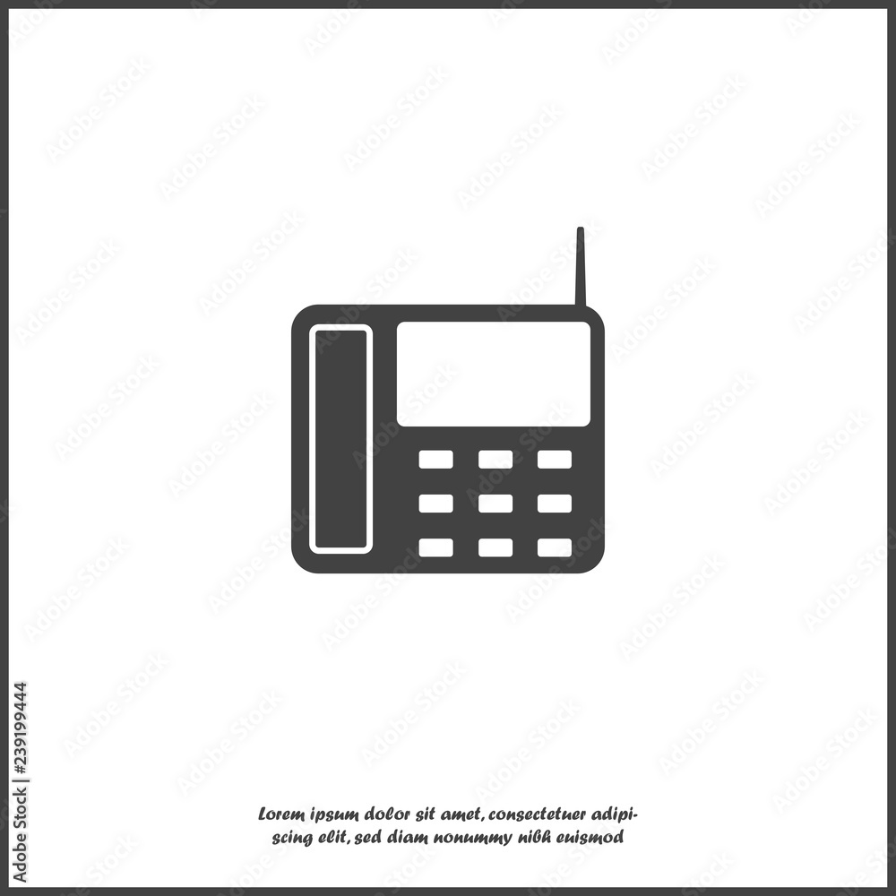 Poster vector icon landline phone with buttons on white isolated background. layers grouped for easy editin