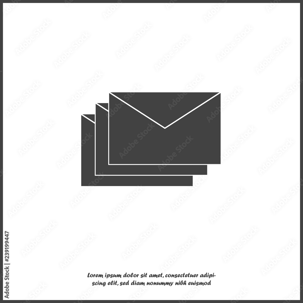 Poster vector icon of envelope. paper envelope flies to the destination. message icon in the mail on white 
