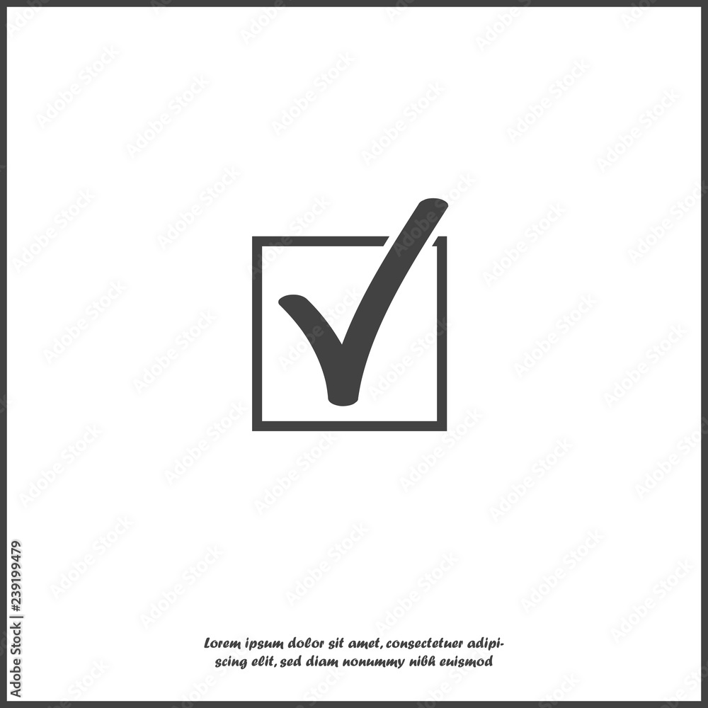 Poster vector check mark icon in squared on white isolated background. layers grouped for easy editing illu