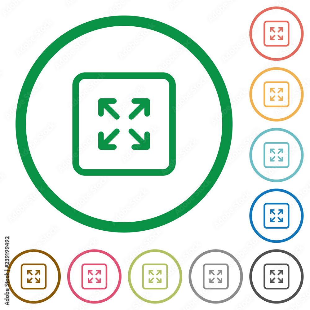 Poster enlarge object flat icons with outlines