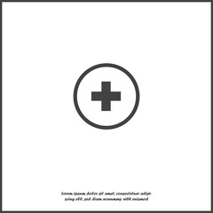 Vector icon hospital medicine. Medical cross illustration in a circle on white isolated background.  Layers grouped for easy editing illustration. For your design.