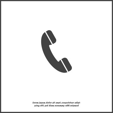 Handset vector icon. Phone icon in flat style on white isolated background. Layers grouped for easy editing illustration. For your design.