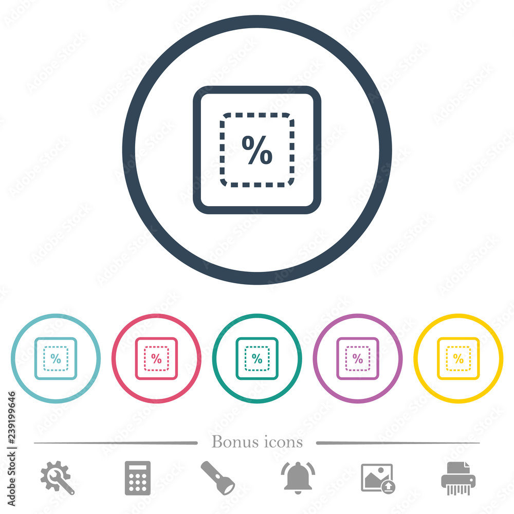 Poster scale object by percent flat color icons in round outlines