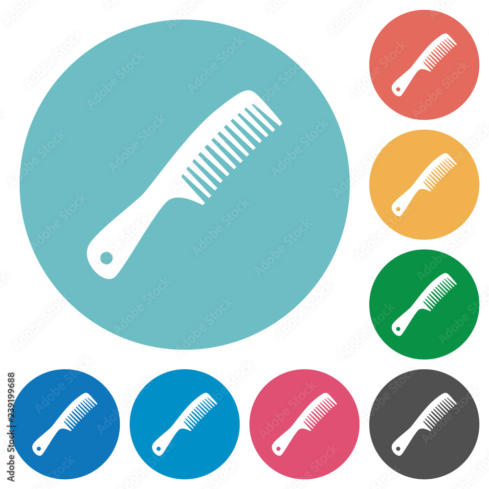 Poster comb with handle flat round icons