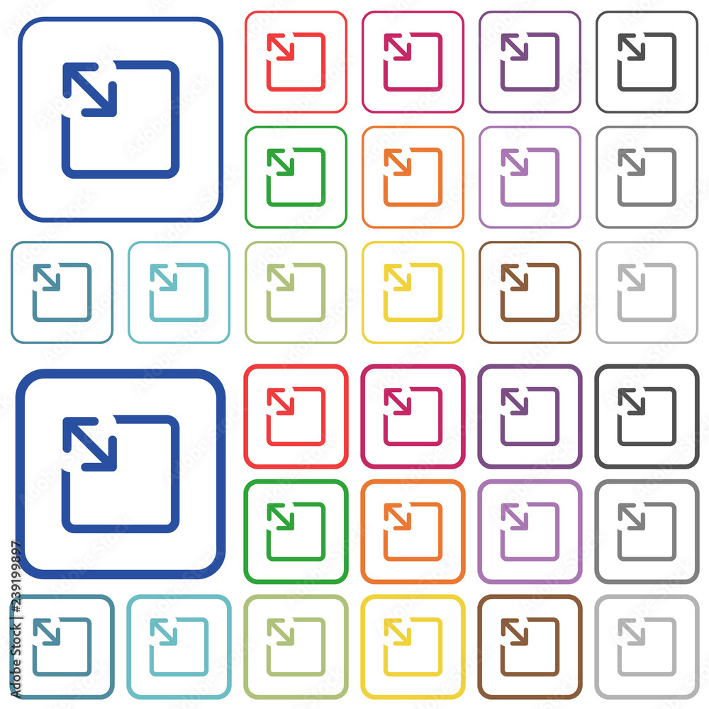 Poster resize object outlined flat color icons