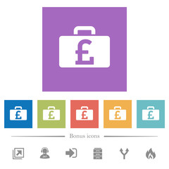 Pound bag flat white icons in square backgrounds