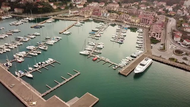 aerial shot from the drone -  Boats in Marina