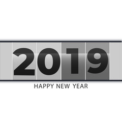 Vector modern minimalistic Happy new year card for 2019