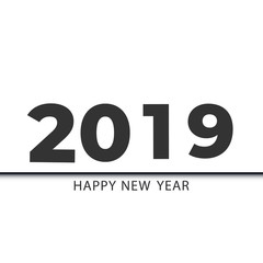 Vector modern minimalistic Happy new year card for 2019